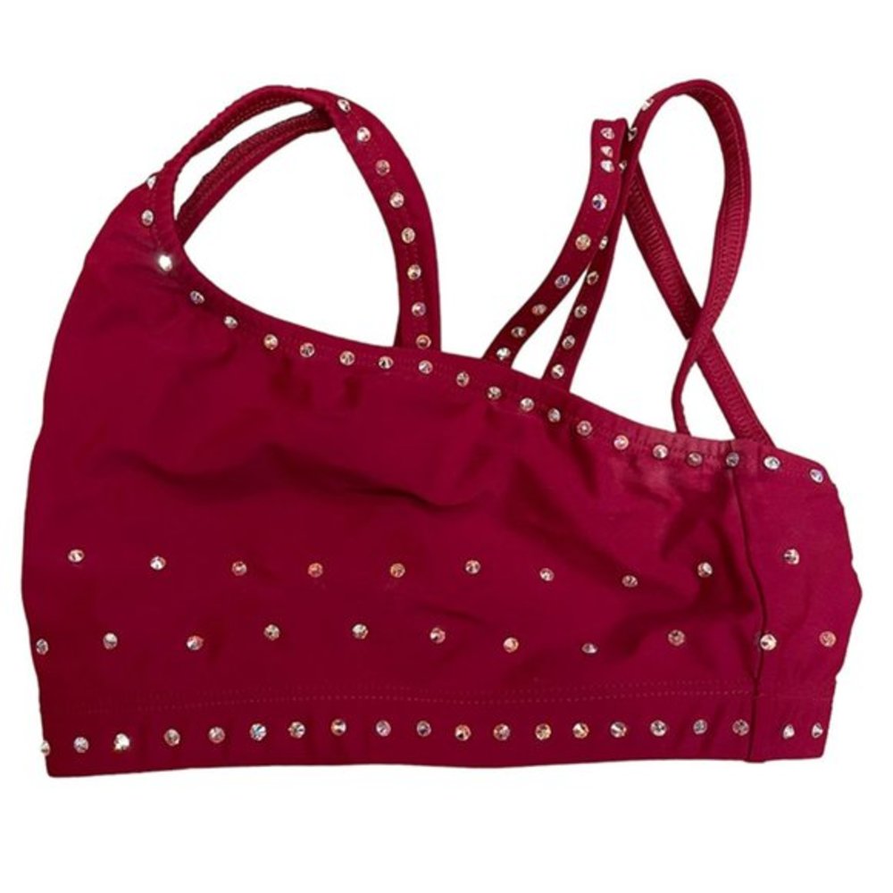 Double Platinum Dance Costume Red Set Girls, Custom Bedazzled Like New Condition - Picture 4 of 8